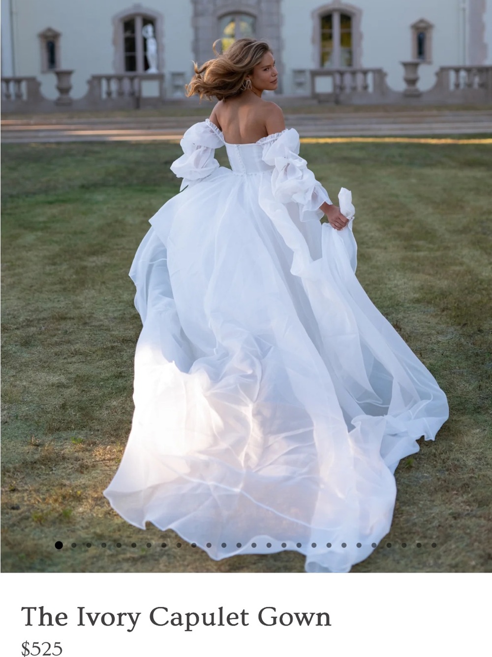 Selkie Ivory Capulet Organza Puff-Sleeve Wedding Gown - Picture 5 of 7